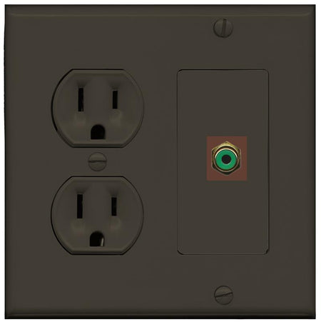 RiteAV RCA-GREEN Wall Plate with Round Power Outlet [Brown]