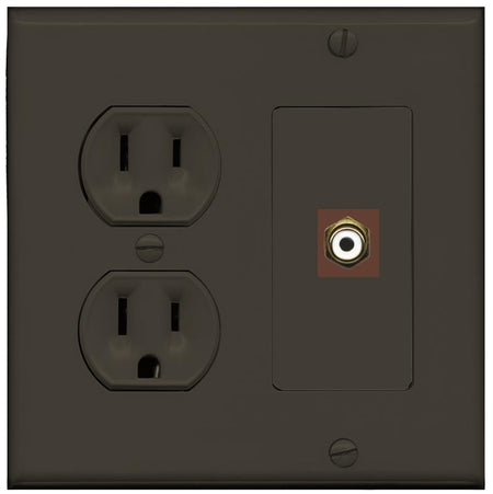 RiteAV RCA-WHITE Wall Plate with Round Power Outlet [Brown]