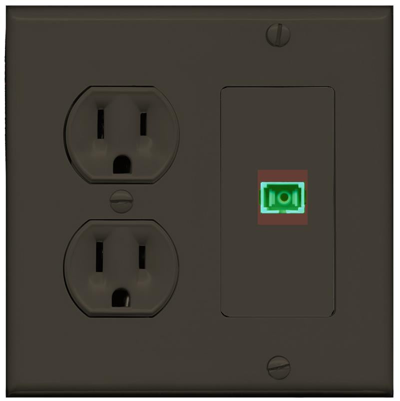 RiteAV SC-APC-SX Wall Plate with Round Power Outlet [Brown]