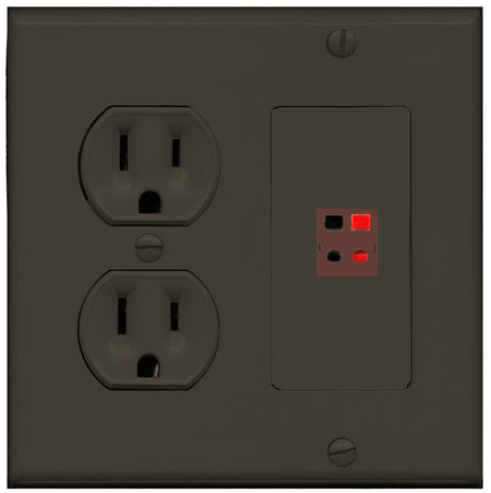 RiteAV SPEAKER Wall Plate with Round Power Outlet [Brown]