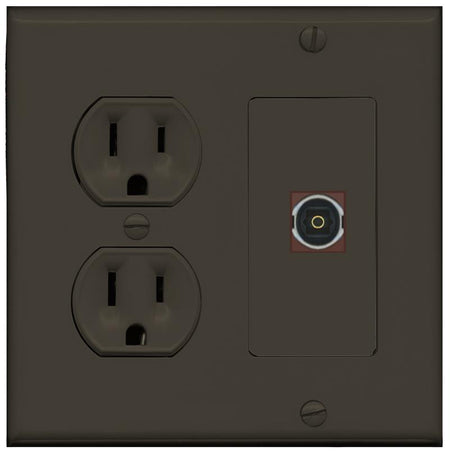 RiteAV TOSLINK Wall Plate with Round Power Outlet [Brown]