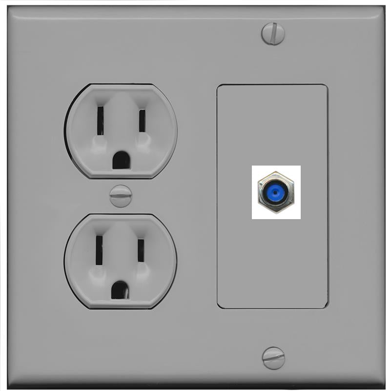 RiteAV F81 Wall Plate with Round Power Outlet [Gray]