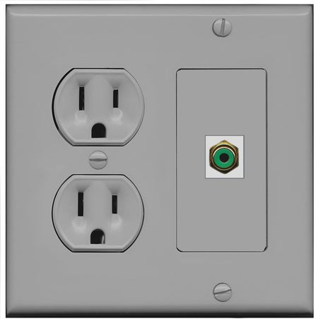 RiteAV RCA-GREEN Wall Plate with Round Power Outlet [Gray]