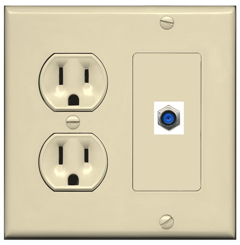 RiteAV F81 Wall Plate with Round Power Outlet [Ivory]