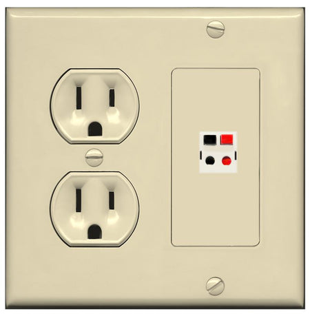 RiteAV SPEAKER Wall Plate with Round Power Outlet [Ivory]