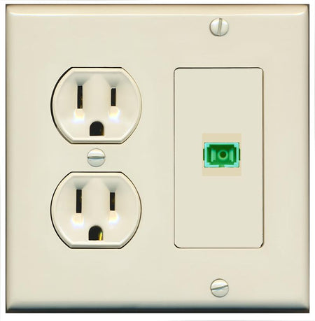RiteAV SC-APC-SX Wall Plate with Round Power Outlet [Light Almond]