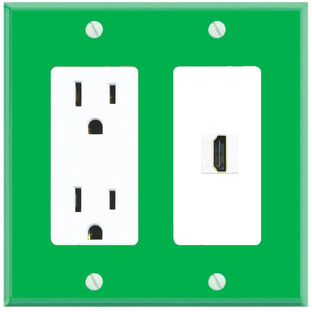 RiteAV HDMI Wall Plate with Power Outlet [Green-White]
