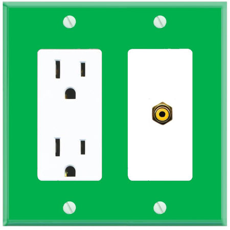 RiteAV RCA-YELLOW Wall Plate with Power Outlet [Green-White]
