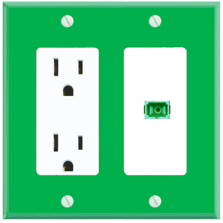 RiteAV SC-APC-SX Wall Plate with Power Outlet [Green-White]