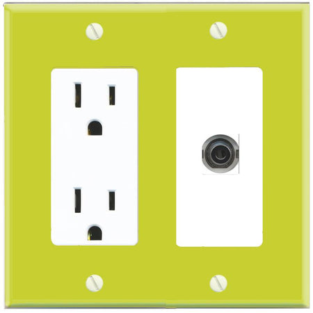 RiteAV 3-5MM Wall Plate with Power Outlet [Pea Green-White]