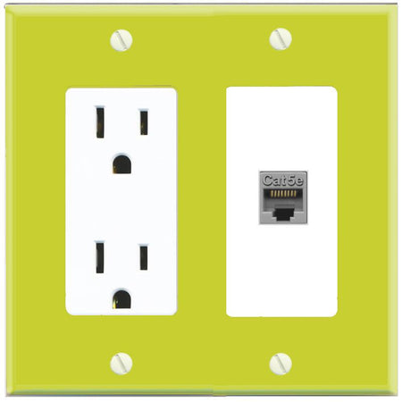RiteAV CAT5E-GRAY Wall Plate with Power Outlet [Pea Green-White]
