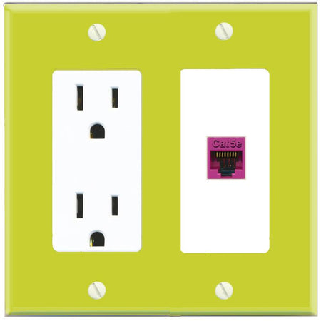 RiteAV CAT5E-PINK Wall Plate with Power Outlet [Pea Green-White]