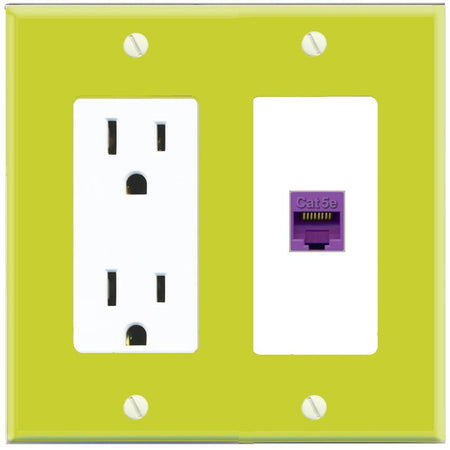 RiteAV CAT5E-PURPLE Wall Plate with Power Outlet [Pea Green-White]