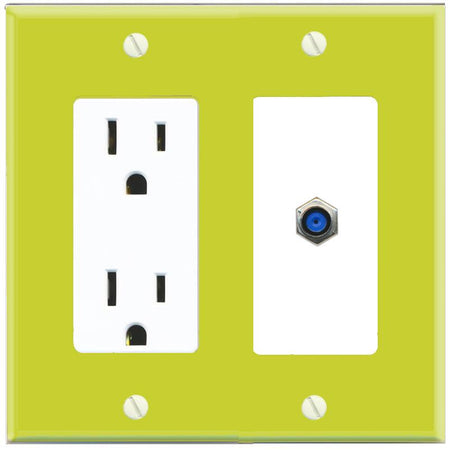 RiteAV F81 Wall Plate with Power Outlet [Pea Green-White]