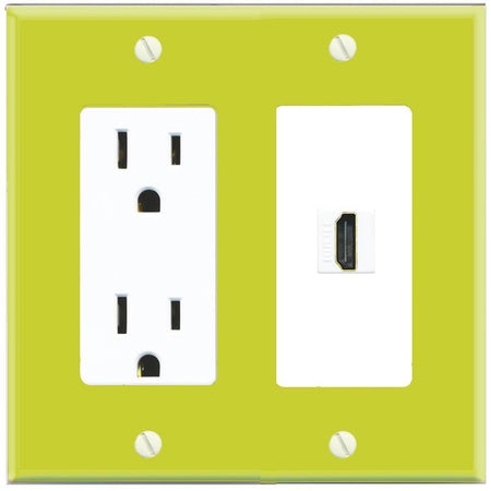 RiteAV HDMI Wall Plate with Power Outlet [Pea Green-White]