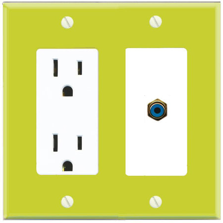 RiteAV RCA-BLUE Wall Plate with Power Outlet [Pea Green-White]