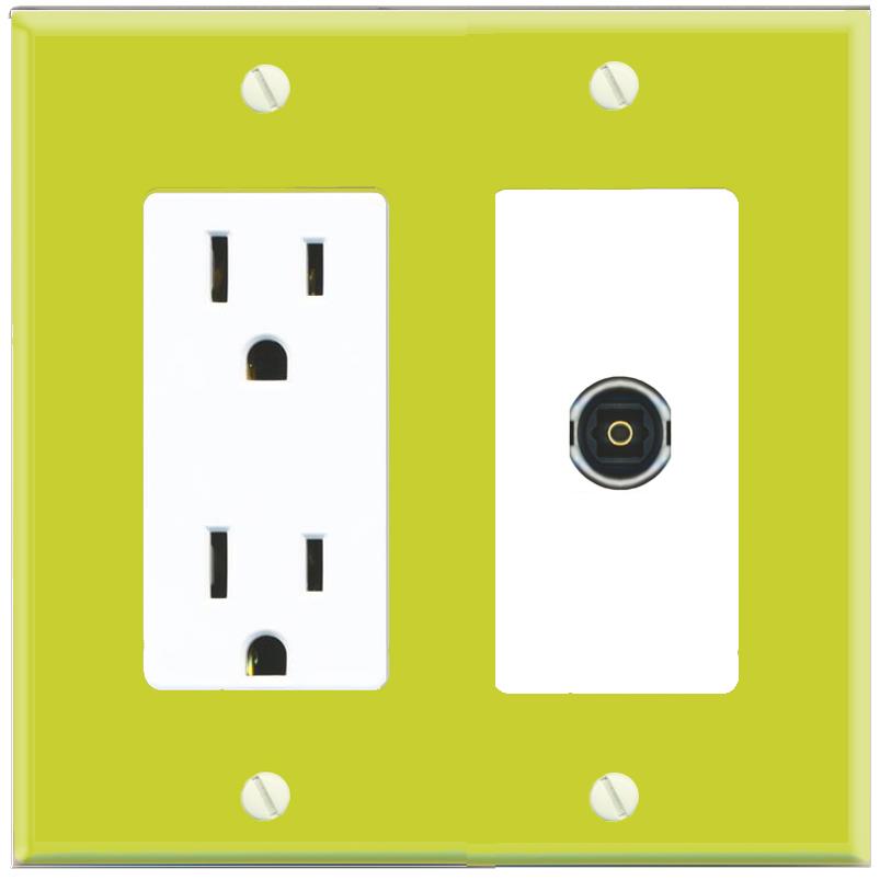 RiteAV TOSLINK Wall Plate with Power Outlet [Pea Green-White]