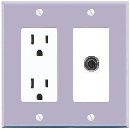 RiteAV 3-5MM Wall Plate with Power Outlet [Lavendar-White]