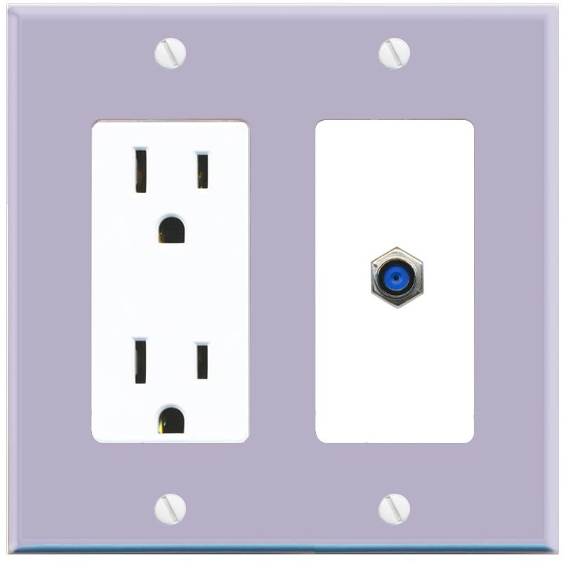 RiteAV F81 Wall Plate with Power Outlet [Lavendar-White]