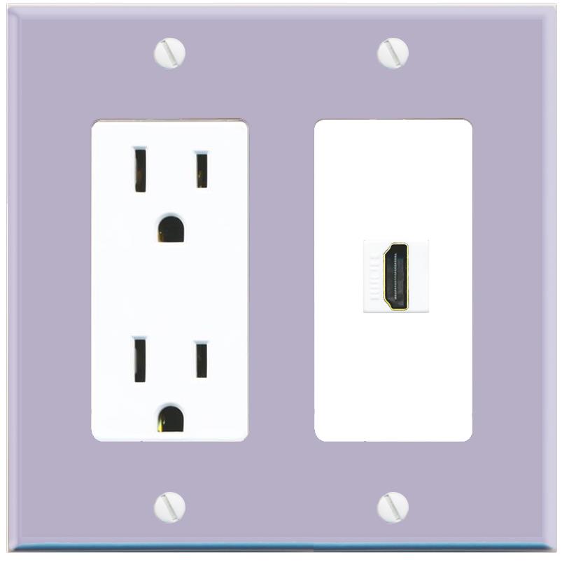 RiteAV HDMI Wall Plate with Power Outlet [Lavendar-White]