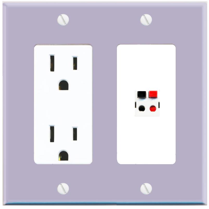 RiteAV SPEAKER Wall Plate with Power Outlet [Lavendar-White]