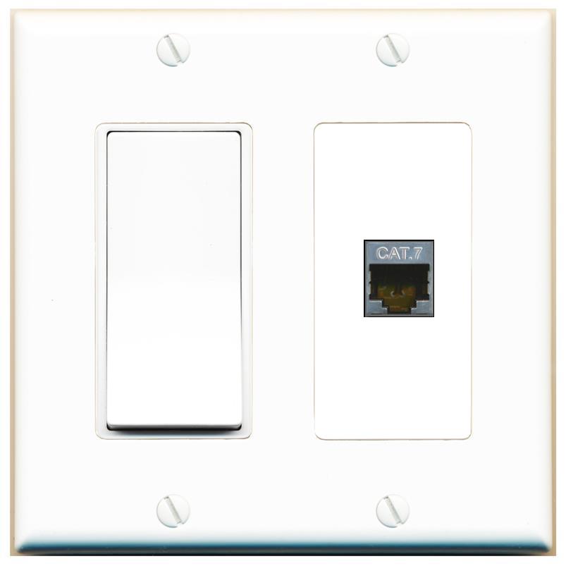 [1 Ports] CAT7 Wall Plate with Decorative Light Switch [White]