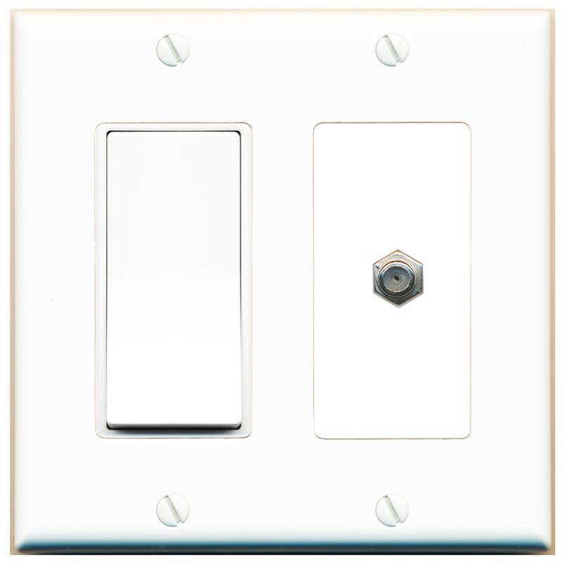 [1 Ports] COAX Wall Plate with Decorative Light Switch [White]