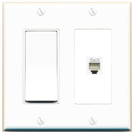 [1 Ports] PHONE Wall Plate with Decorative Light Switch [White]