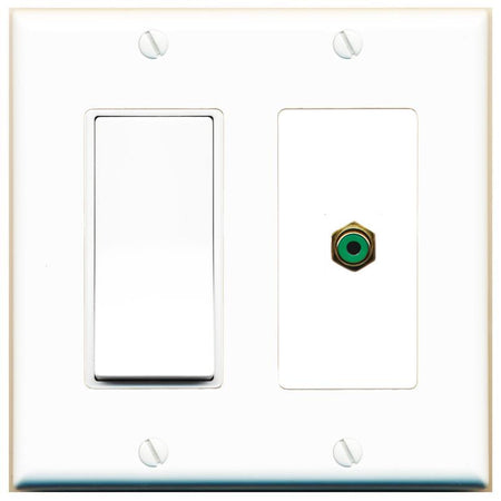 [1 Ports] RCA-GREEN Wall Plate with Decorative Light Switch [White]