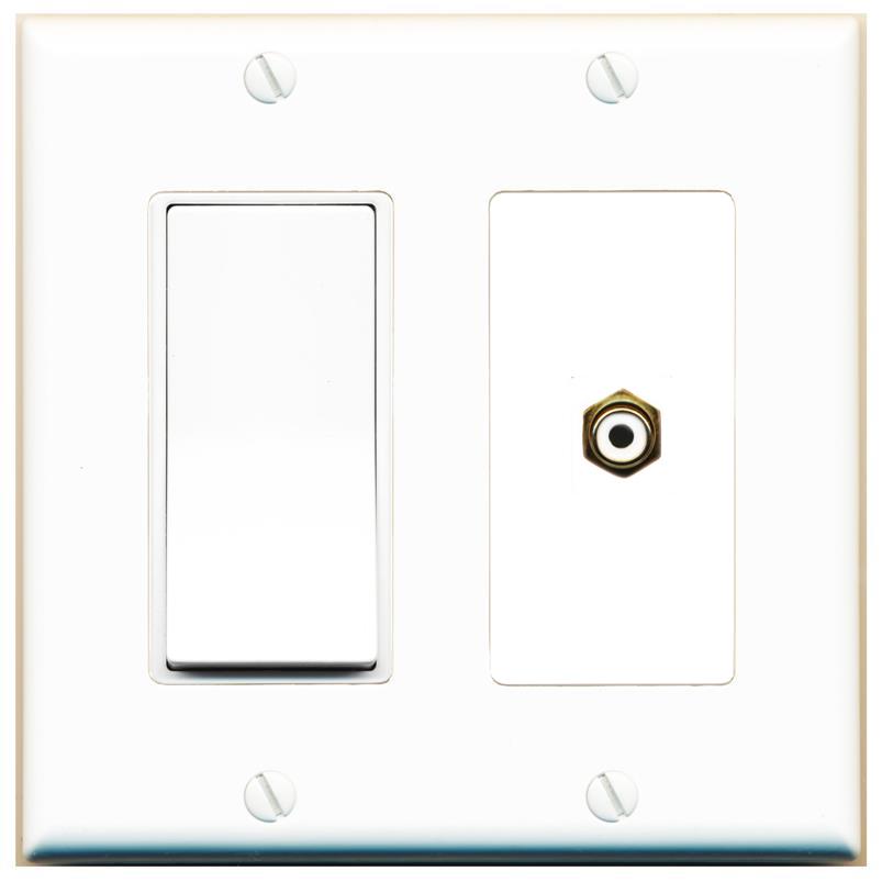 [1 Ports] RCA-WHITE Wall Plate with Decorative Light Switch [White]