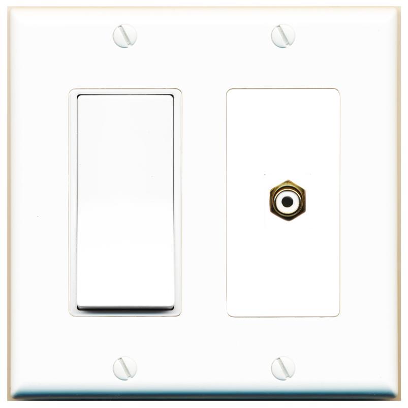 [1 Ports] RCA-WHITE Wall Plate with Decorative Light Switch [White]