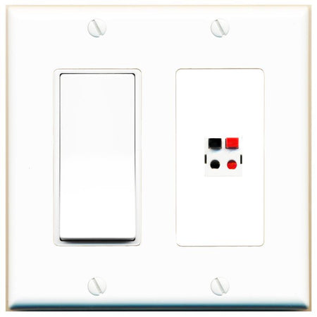 [1 Ports] SPEAKER Wall Plate with Decorative Light Switch [White]