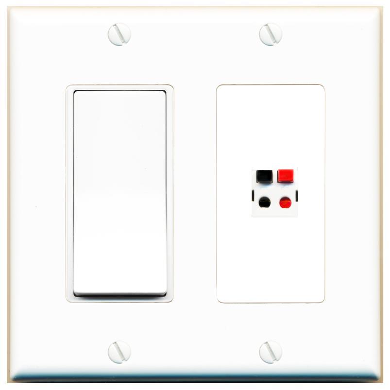 [1 Ports] SPEAKER Wall Plate with Decorative Light Switch [White]