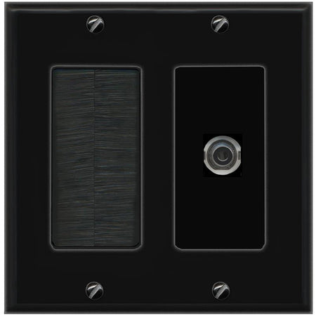 RiteAV 3.5mm Wall Plate with Brush [Black]