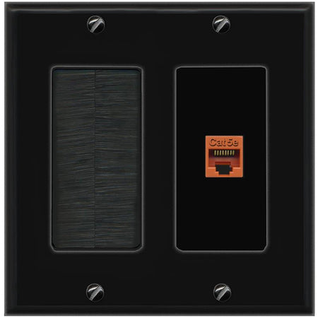 RiteAV CAT5E-ORANGE Wall Plate with Brush [Black]