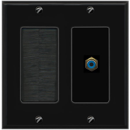 RiteAV RCA-BLUE Wall Plate with Brush [Black]