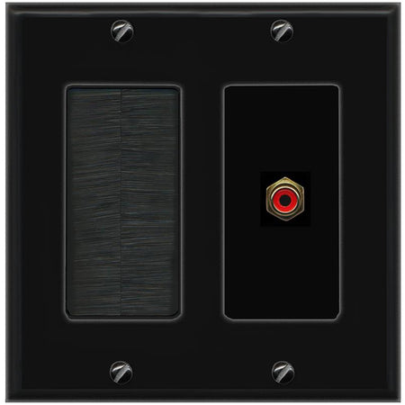 RiteAV RCA-RED Wall Plate with Brush [Black]