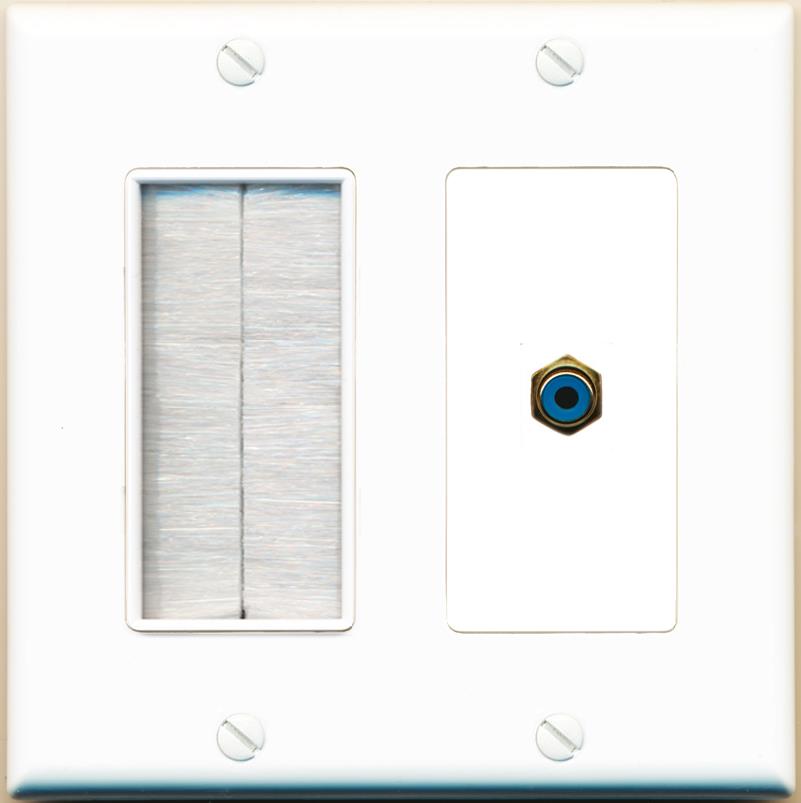 RiteAV RCA-BLUE Wall Plate with Brush [White]