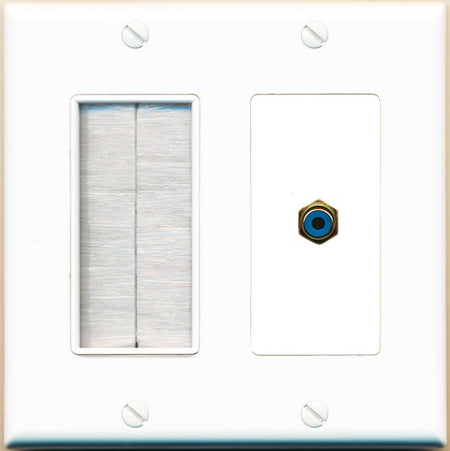 RiteAV RCA-BLUE Wall Plate with Brush [White]