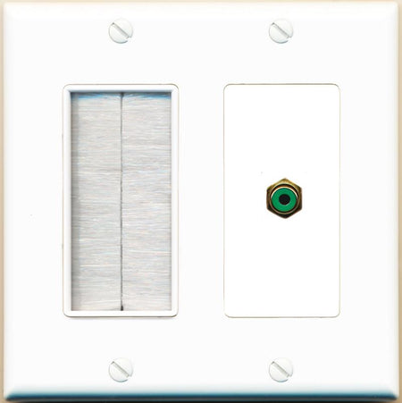 RiteAV RCA-GREEN Wall Plate with Brush [White]