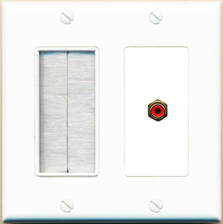 RiteAV RCA-RED Wall Plate with Brush [White]