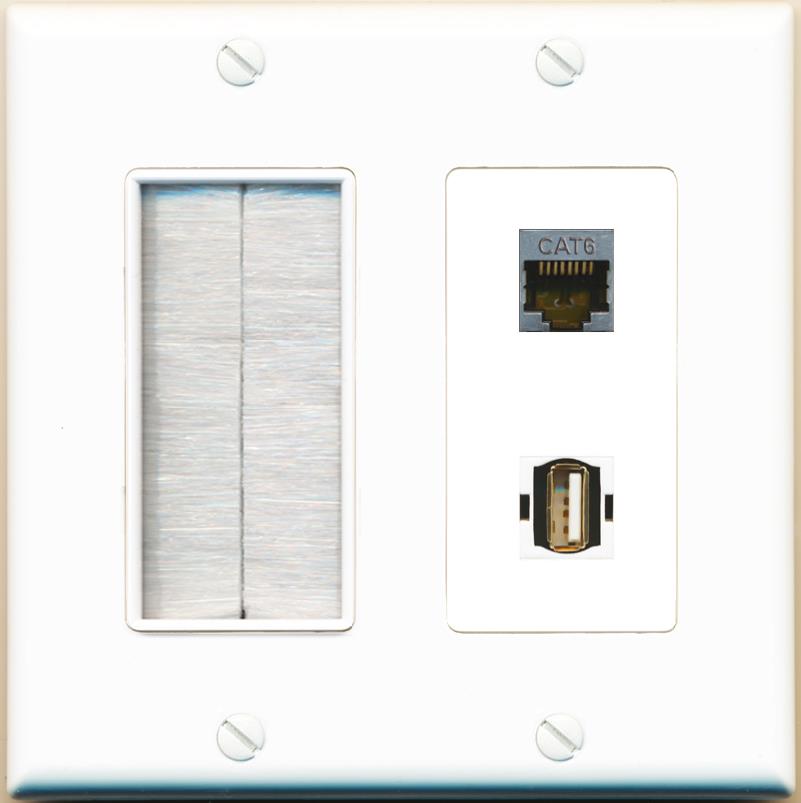 CAT6-SHIELDED USB2 Wall Plate [White]