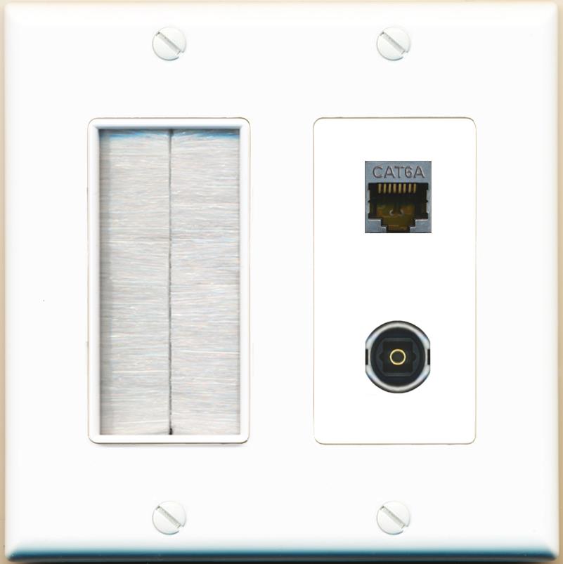 CAT6A TOSLINK Wall Plate [White]