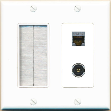 CAT6A TOSLINK Wall Plate [White]