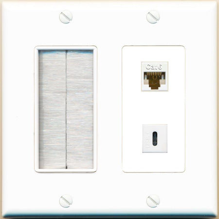 CAT6 USBC Wall Plate [White]