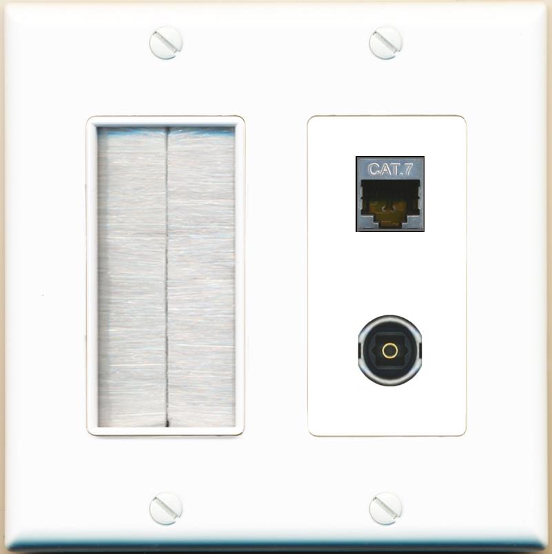 CAT7 TOSLINK Wall Plate [White]