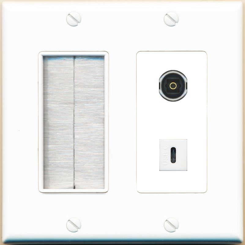 TOSLINK USBC Wall Plate [White]