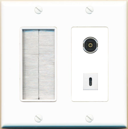 TOSLINK USBC Wall Plate [White]