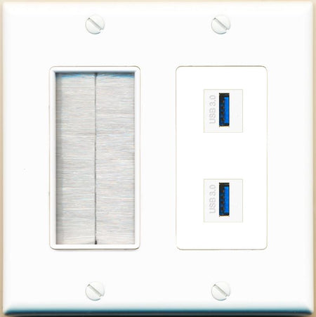 2 USB-3 Wall Plate [White]