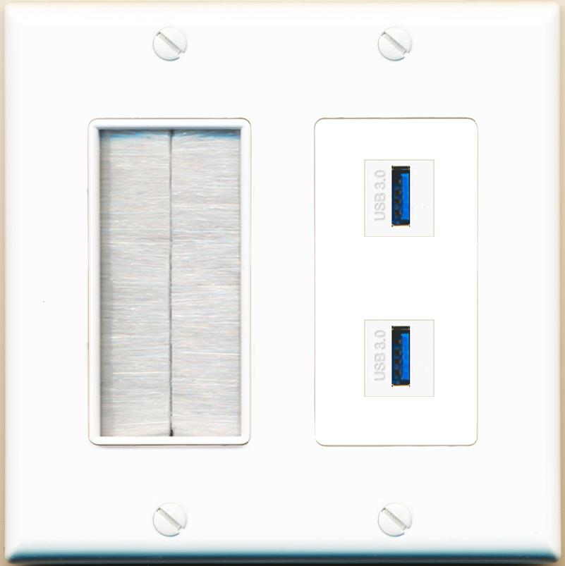 2 USB-3 Wall Plate [White]